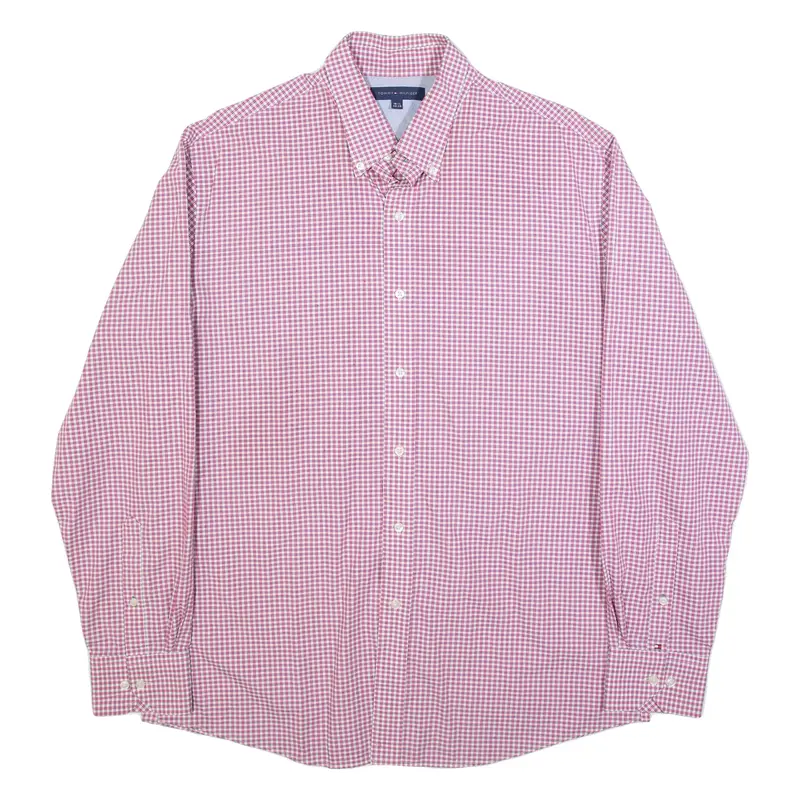 TOMMY HILFIGER Mens Shirt Pink Check Long Sleeve XL