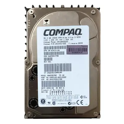 251872-002 HP 36.4GB Ultra-160 SCSI 15000 3.5-inch 8MB Hard Drive