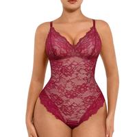 FeelinGirl Sexy Lace Bodysuits Shapewear for Womenswear Mesh Nylon Clothing Seamless Underwear Womenswear Tops Valentine's Da...