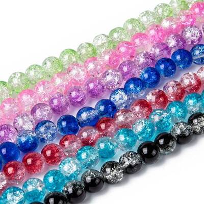 Baking Painted Crackle Glass Bead Strands