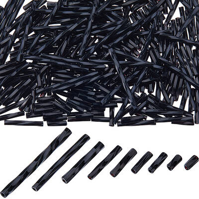 1800Pcs 9 Style Glass Twisted Bugle Beads