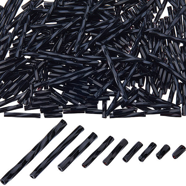 1800Pcs 9 Style Glass Twisted Bugle Beads