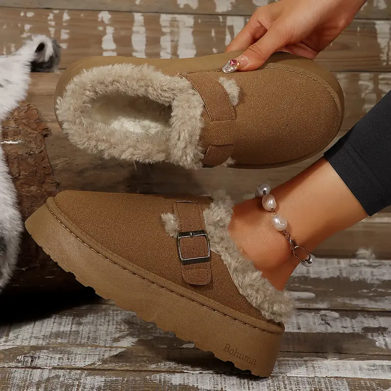 Women's Lined Slippers and Platform Snow Boots - Warm Light and Durable Shoes for Outdoor  Non Slip Comfort  Winter Slippers ...