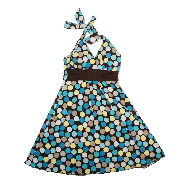 SPECKLERS Y2K Fit & Flare Dress Blue Spotted Sleeveless Short Womens UK 8