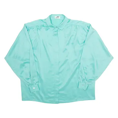ARA MODELL Womens Bardot Blouse Blue Collared Long Sleeve L