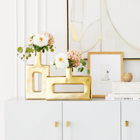 Z Gallerie Miami Gold Vase, Home Decorative Vase or Sculptural pieces for Living Room Office Room Flowers Peonies