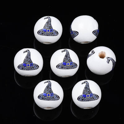 Halloween Printed Natural Wood Beads