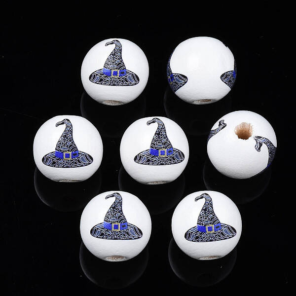 Halloween Printed Natural Wood Beads