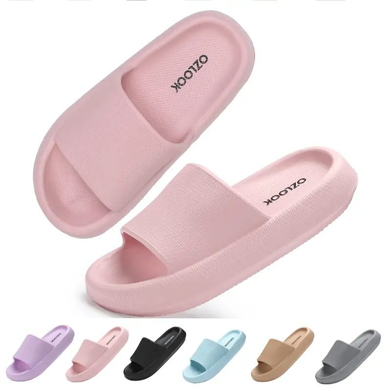 Pillow Slippers Non Slip Quick Drying Shower Slides Bathroom Sandals | Ultra Cushion Thick Sole Women Shoe Walking Shoes Flip...
