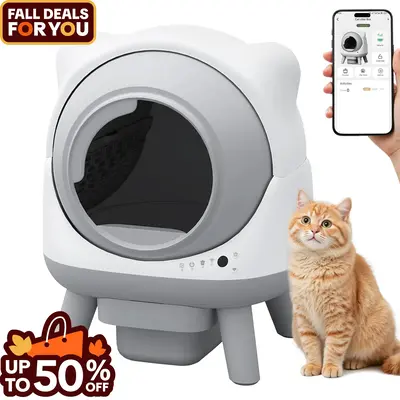 Warcat Self Cleaning Litter Box Large Capacity Automatic Litter Box with App Control via 2.4G Wifi, Safety Sensors for Cats L...