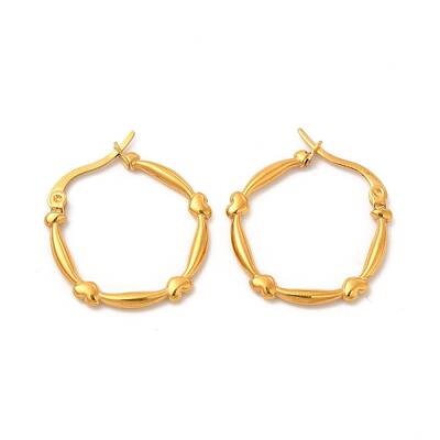 PVD Vacuum Plating 304 Stainless Steel Heart Hoop Earrings for Women