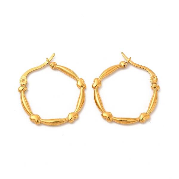 PVD Vacuum Plating 304 Stainless Steel Heart Hoop Earrings for Women