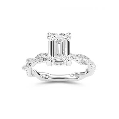 ChiraTan Emerald Cut Lab Grown Diamond Engagement Ring | 14K White Gold 1 7/8 CT. TW.