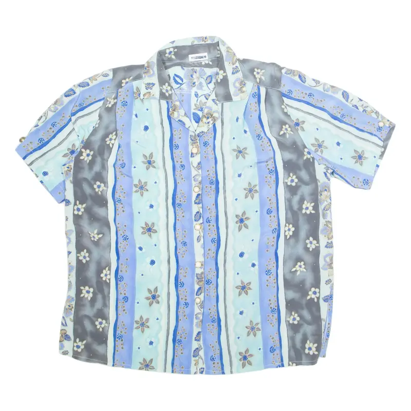 Womens Printed Shirt Blue Collared Crazy Pattern M