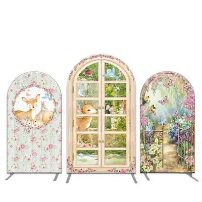 Aperturee Floral Animals Garden Birthday Party Arch Backdrop Kit | Diy Round Arch Backdrop | Chiara Wall Backdrop Diy | Round...