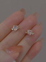 Women's Elegant Rhinestone Decorated Heart Shaped Stud Earrings (1 Pair), Fashion Jewelry for Party, Daily Clothing Decor, Tr...