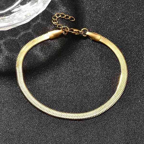 Ion Plating(IP) Unisex 304 Stainless Steel Herringbone Chain Bracelets