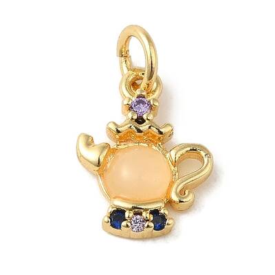 Brass Micro Pave Colorful Cubic Zirconia Glass Pendants