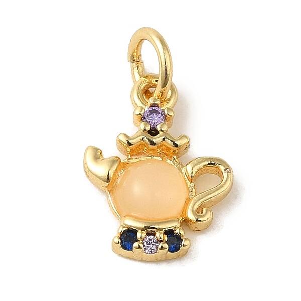 Brass Micro Pave Colorful Cubic Zirconia Glass Pendants