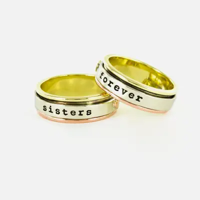 Sisters Forever Mixed Metals Spinning Ring - 9