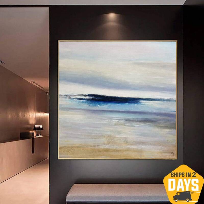 Original Oil Painting on Canvas Abstract Seascape Artwork Neutral Wall Art Giant Painting Contemporary Art Wall Decor | PIECE...
