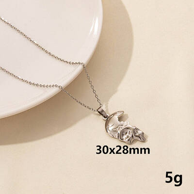 Minimalist Stainless Steel Skull Pendant Necklace for Women