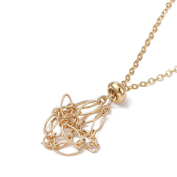 Brass Chains Macrame Pouch Empty Stone Holder for Pendant Necklaces Making