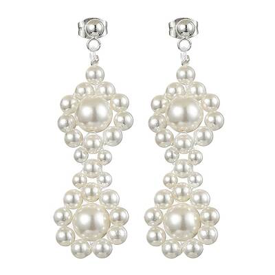Shell Pearl Beaded Dangle Stud Earrings