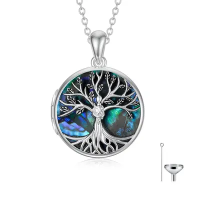 Sterling Silver Tree Of Life Mom & Baby Urn Necklace for Ashes