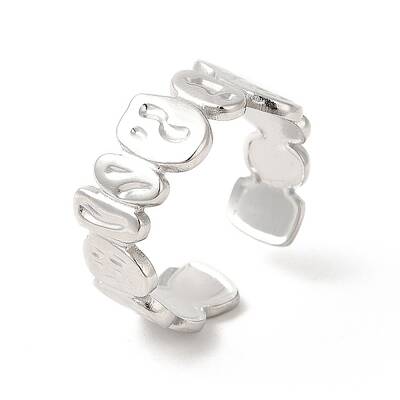 Non-Tarnish 304 Stainless Steel Twist Oval Open Cuff Ring for Women