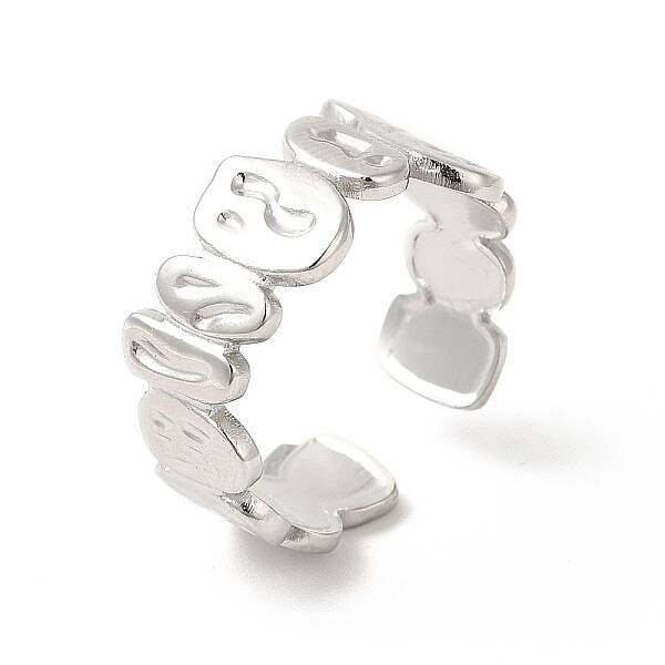Non-Tarnish 304 Stainless Steel Twist Oval Open Cuff Ring for Women