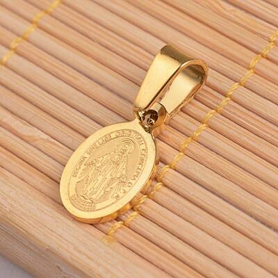 Oval with Virgin Mary & Word 304 Stainless Steel Charms