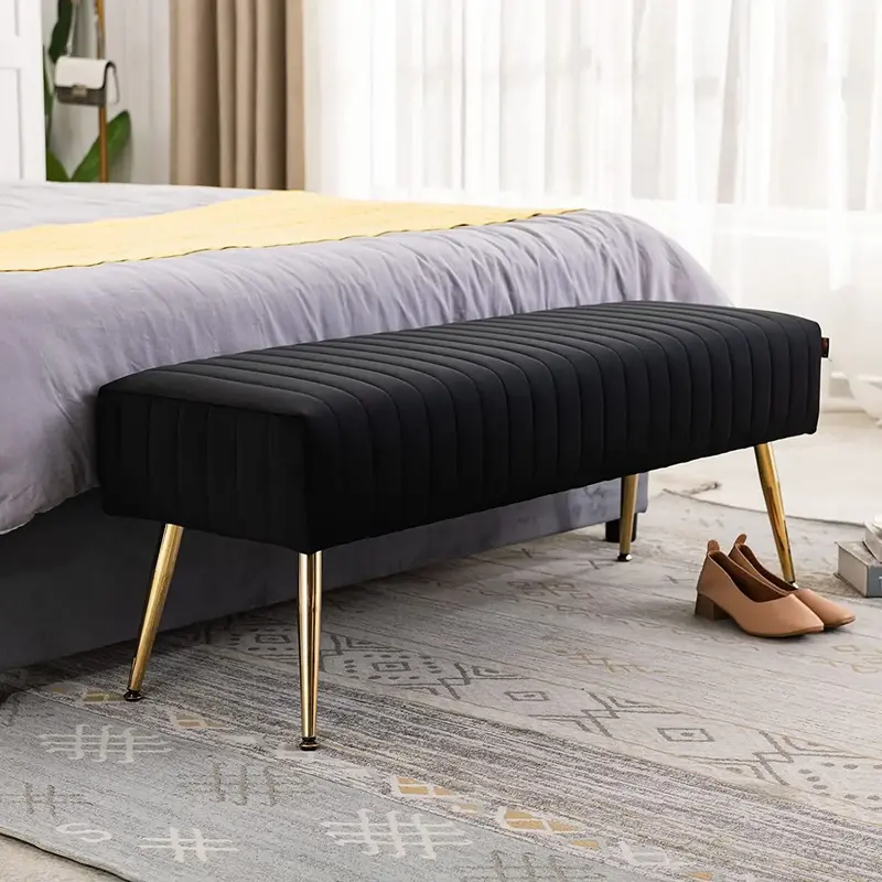Furnimart 44 Inch Velvet Ottoman Bench Footrest Bedroom Bench End of Bed Tufting Bench with Gold Legs for Living Room Bedroom...