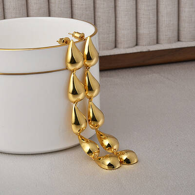 Teardrop Brass Dangle Stud Earrings for Women