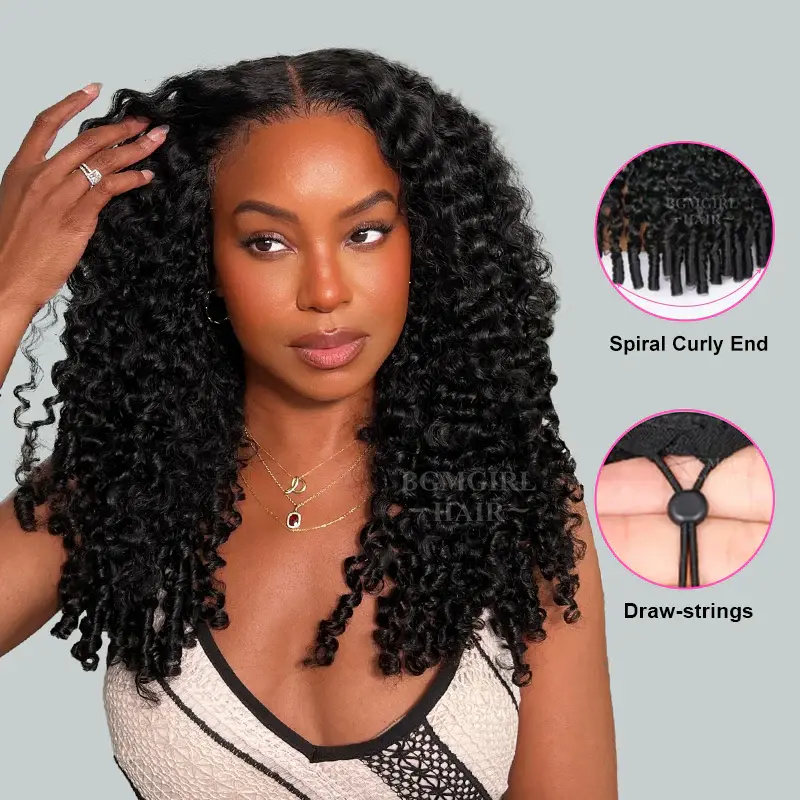 9x6 Burmese Curly M-cap Draw String Wear Go Wig HD Lace Bleached Knots