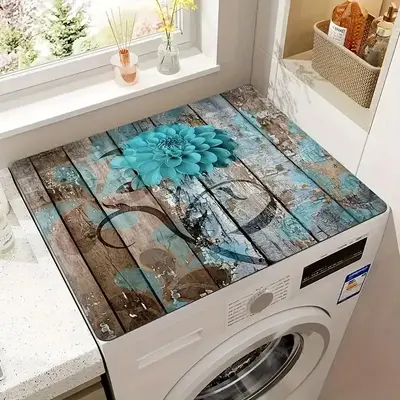Washing Machine & Microwave Dust Pad, Farmhouse Style Washing Machine Top Mat, Water Absorbent & Quick Drying Refrigerator P...