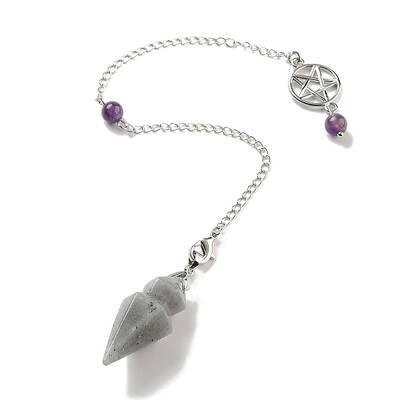 Natural Labradorite Pointed Dowsing Pendulums