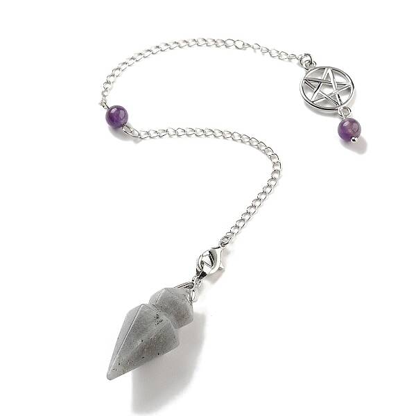 Natural Labradorite Pointed Dowsing Pendulums