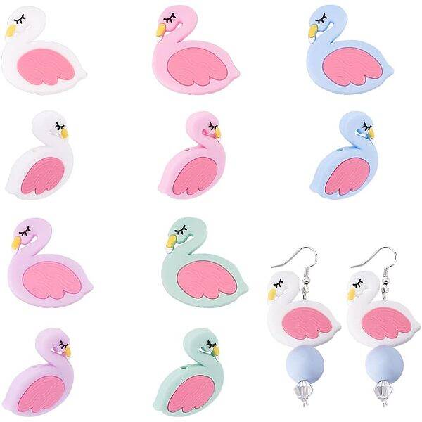 10Pcs 5 Colors Food Grade Eco-Friendly Silicone Focal Beads
