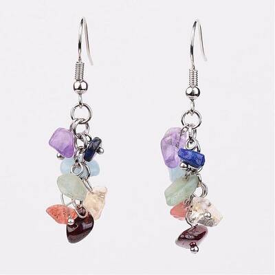 Natural Gemstone Dangle Earrings