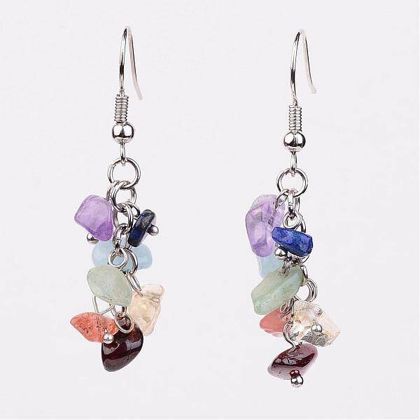 Natural Gemstone Dangle Earrings