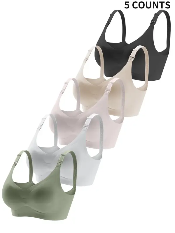 Maternity Solid Color Nursing Bra, Simple Removable Chest Pad Pregnancy Nursing Bra, Maternity Underwear for All Seasons