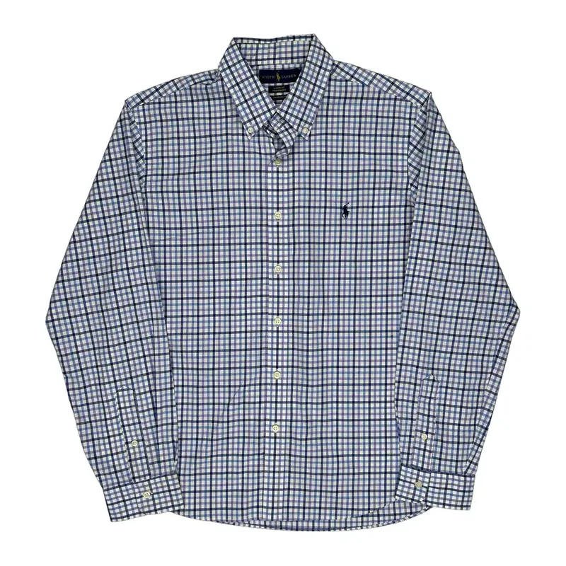Ralph Lauren Checked Shirt - Large Blue Cotton Blend