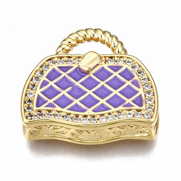Brass Micro Pave Cubic Zirconia Enamel Pendants