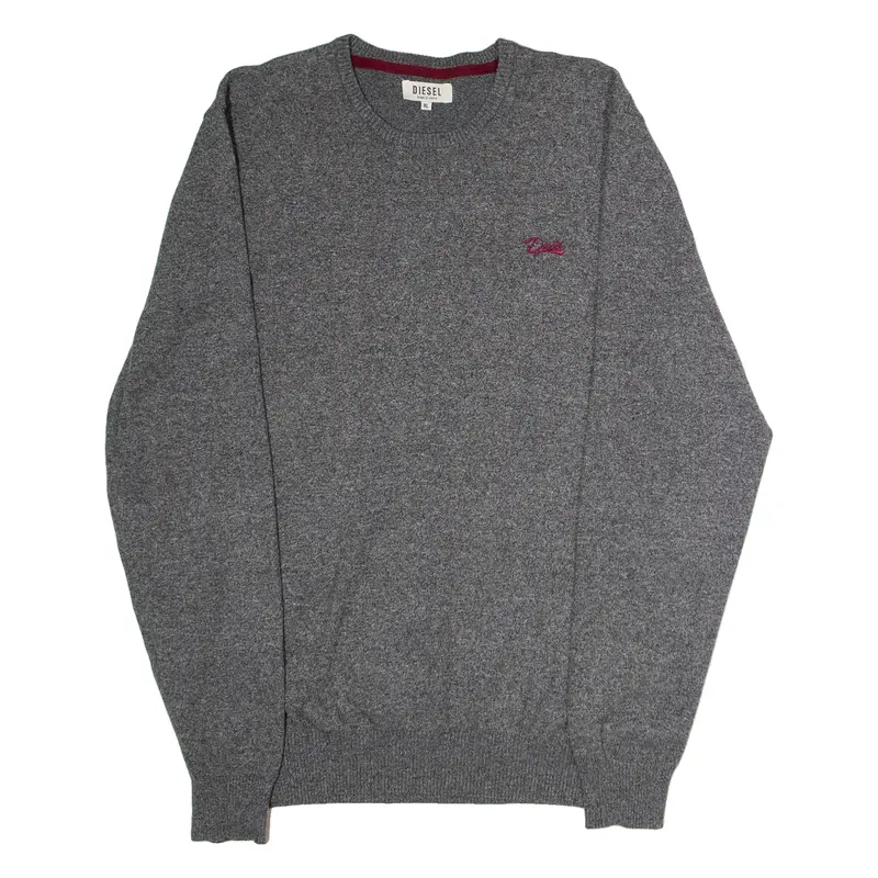 DIESEL Mens Jumper Grey Crew Neck Tight Knit XL