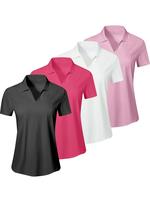 Women's Solid Color Sports Polo Shirt, Breathable Comfortable Short Sleeve Collared Top for Golf Baseball Tennis, Ladies Spor...