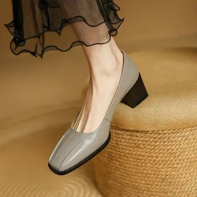 CHIKO Babs Square Toe Block Heels Pumps Shoes