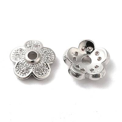 Brass Micro Pave Cubic Zirconia Bead Cap