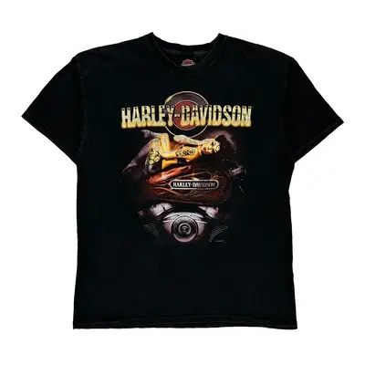 Harley Davidson Graphic T-Shirt - Large Black Cotton