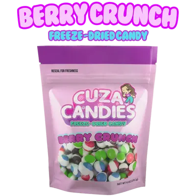 Cuza Candies - Freeze Dried Berry Rainbow Crunch Candy Sweet Snack Bite Sugar Fruity Bonbon Flavor